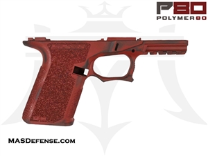 POLYMER80 80% FRAME ONLY COMPACT G19 / G23 PF940C P80-BKC - CERAKOTE BATTLEWORN CRIMSON RED DEADPOOL P80 DISTRESSED GLOCK 19 GLOCK 23