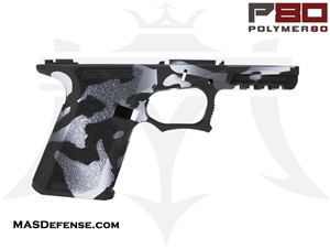 POLYMER80 80% FRAME ONLY COMPACT G19 / G23 PF940C P80-BKC - CERAKOTE MULTICAM WHITE P80-FOBVC-CKMCWHT - MULTI CAM MUTLI CAMO