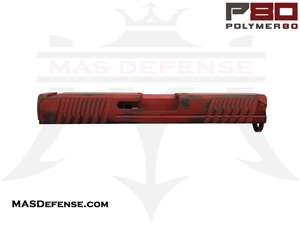 POLYMER80 9MM STRIPPED SLIDE GLOCK 19 FITMENT GEN 3 P80 PF940C P80-BKC - CERAKOTE BATTLEWORN CRIMSON RED MPN: P80-PS9C-STD-BN-CKCRRED COMPACT G19 DISTRESSED P80