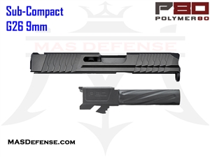 POLYMER80 9MM STRIPPED SLIDE GLOCK 26 FITMENT GEN 3 P80 PF940SC BLACK NITRIDE - P80-PS9SC-STD-BN SUB-COMPACT G26