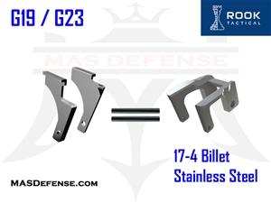 ROOK TACTICAL FRONT AND REAR BILLET RAIL KIT - COMPACT G19 / G23 RT-FRK-C19 ROOK-1002-SS ROOK-1005-SS P80RRM P80-PF940C-LBRS-RRM P80-PF940C P80-PF940C-BLK