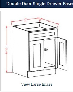 Oak Base 27 Double Door Single Drawer