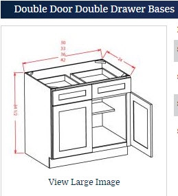 Oak Base 36 Double Door Double Drawer