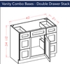 Dark Shaker Cinder Vanity 42 Drawers Left and Right