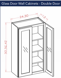 Dark Shaker Cinder Wall Cabinet 2430 Glass Door glass not included