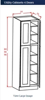 Shaker Grey Pantry 24 w x 96 h has double door