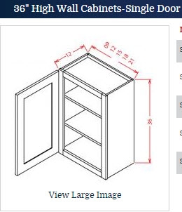 Shaker Grey Wall Cabinet 15 w x 36 h