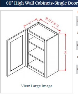 Shaker Grey Wall Cabinet 18 w x 30 h