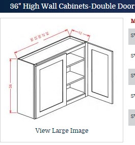 Shaker Grey Wall Cabinet  33 w x 36 h