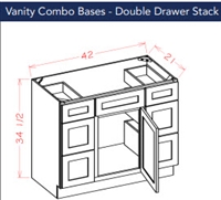 Shaker White Vanity 42 Drawers Left and Right