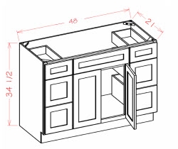 Shaker White Vanity 48 Drawers Left and Right