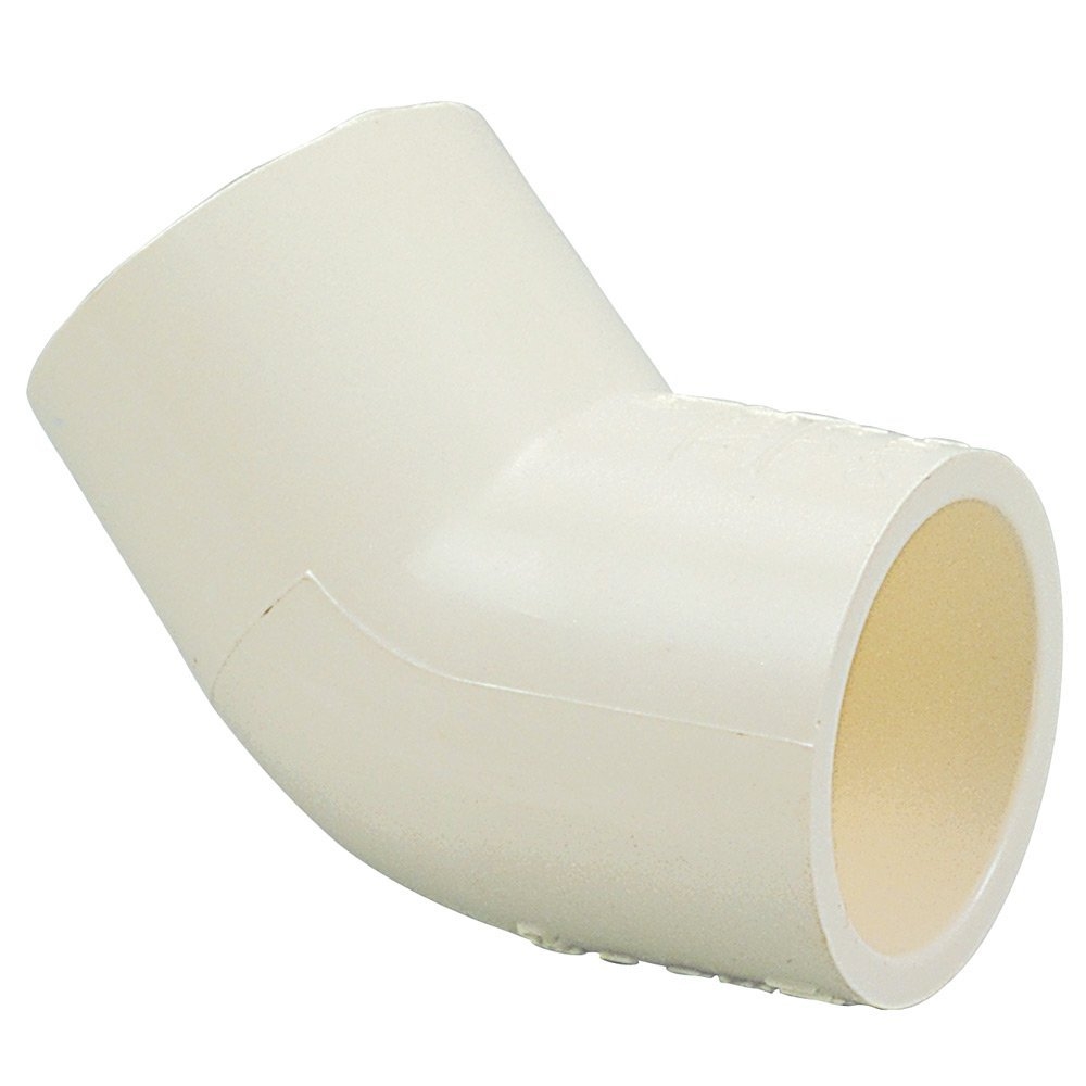 White Elbow Fitting  45 Degree Slip for Schedule 40 PVC Pipe