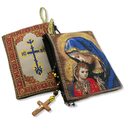 Madonna Caressing the Christ Child Rosary Pouch 5 3/8"x4"