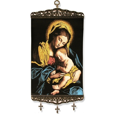 Madonna & Child Large Tapestry Banner VERY BEAUTIFUL 17"X8"