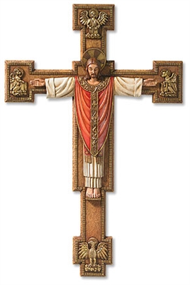 13" Christus Rex Risen Cross, Val Gardena