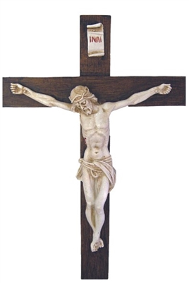 15" Antiqued Alabaster Crucifix