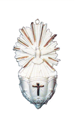 Holy Spirit Font, white with gold highlights, 5"