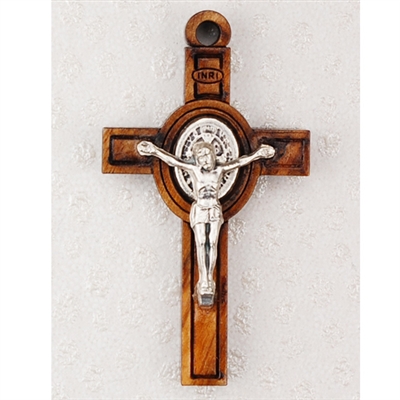 Olive Wood St. Benedict Pendant Includes Cord