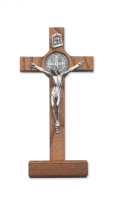 8" WALNUT STANDING ST. BENEDICT CRUCIFIX