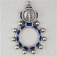 BLUE MIRACULOUS ROSARY RING