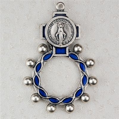 BLUE MIRACULOUS ROSARY RING