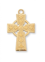 Gold/Sterling Silver Celtic Cross 18" Chain