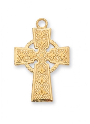 Gold/Sterling Silver Celtic Cross 18" Chain