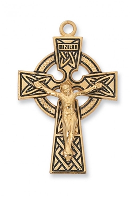 Gold Over Sterling Silver Celtic Crucifix