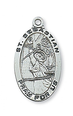ST. SEBASTIAN MEDAL - STERLING SILVER, Chain Length: 20