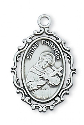 Sterling Silver St. Francis Medal Includes 18" Chain and Deluxe Gift Box