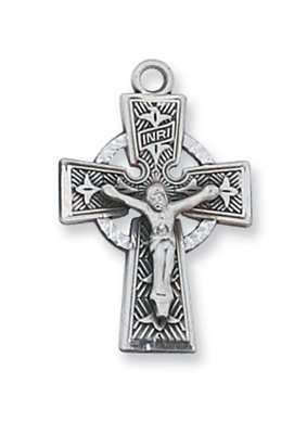 Sterling Silver Celtic Crucifix 18" Chain