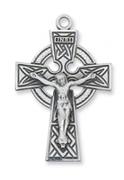 Sterling Silver Celtic Crucifix, 24" Chain
