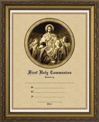 Bread of Angels First Communion Certificate Framed, 8" X 10"