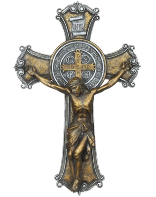 10.25" St. Benedict Crucifix, Two-Tone Finish, Joseph Studio