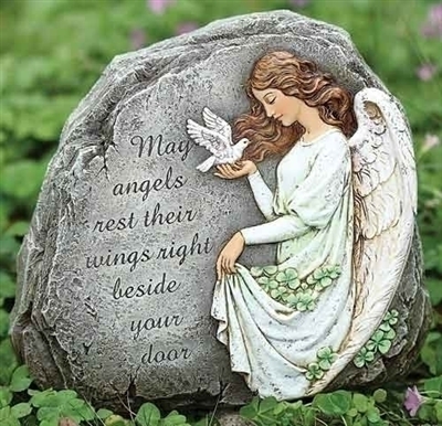 8.25" CELTIC ANGEL VERSE GARDEN STONE, JOSEPH'S STUDIO