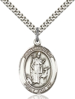 St. Hubert of Liege Medal<br/>7045 Oval, Sterling Silver