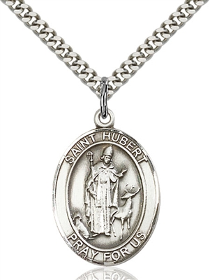 St. Hubert of Liege Medal<br/>7045 Oval, Sterling Silver