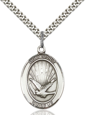 Holy Spirit Medal<br/>7044 Oval, Sterling Silver