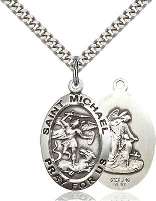 4027SS/24S <br/>Sterling Silver St. Michael the Archangel Pendant