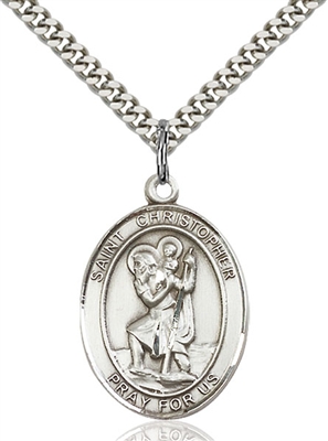 7022SS/24S <br/>Sterling Silver St. Christopher Pendant