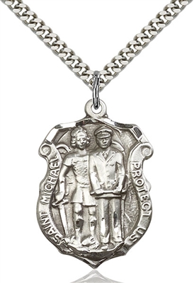 5694SS/24S <br/>Sterling Silver St. Michael the Archangel Pendant