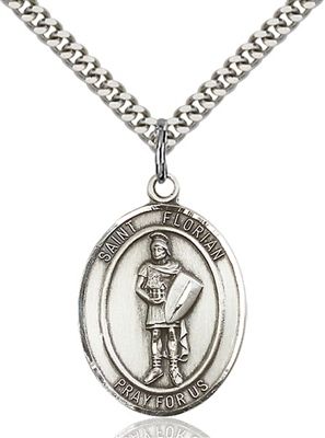 St. Florian Medal<br/>7034 Oval, Sterling Silver
