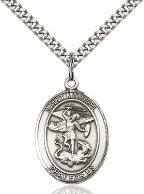 St. Michael the Archangel Medal<br/>7076 Oval, Sterling Silver