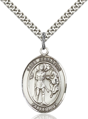 St. Sebastian Medal<br/>7100 Oval, Sterling Silver