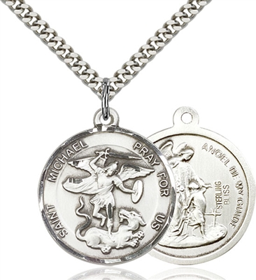 0342SS/24S <br/>Sterling Silver St. Michael the Archangel Pendant