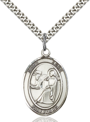 St. Luke the Apostle Medal<br/>7068 Oval, Sterling Silver