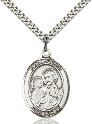 St. Joseph Medal<br/>7058 Oval, Sterling Silver