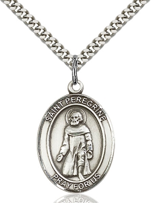 St. Peregrine Laziosi Medal<br/>7088 Oval, Sterling Silver
