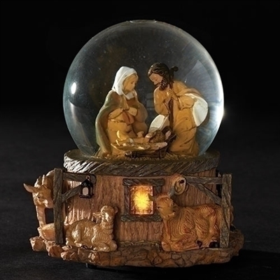 5.75" LIGHTED GLITTER DOME, FONTANINI, MUSIC SILENT NIGHT