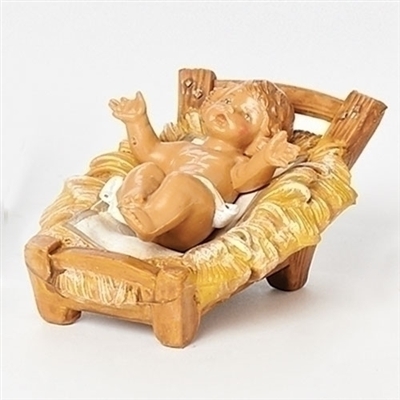 5" INFANT NATIVITY FIGURE WITH MANGER, FONTANINI